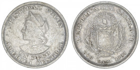 SALVADOR
République du (depuis 1821). Un peso 1893, San Salvador. KM.115.1 ; Argent - 24,64 g - 37 mm - 6 h
TB.