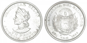 SALVADOR
République du (depuis 1821). Un peso 1896, San Salvador. KM.115.1 ; Argent - 24,89 g - 37 mm - 6 h
Nettoyé. Millésime rare. TTB.