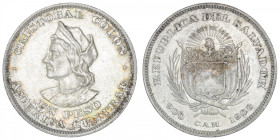 SALVADOR
République du (depuis 1821). Un peso 1908, San Salvador. KM.115.1 ; Argent - 24,99 g - 37 mm - 6 h
TTB.