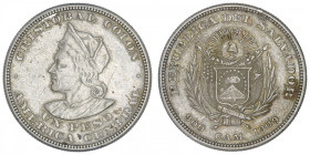 SALVADOR
République du (depuis 1821). Un peso 1909, San Salvador. KM.115.2 ; Argent - 24,96 g - 37 mm - 6 h
TTB.
