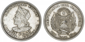 SALVADOR
République du (depuis 1821). Un peso 1914, Philadelphie. KM.115.2 ; Argent - 24,92 g - 37 mm - 6 h
TTB.