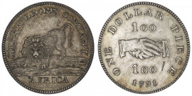 SIERRA LEONE
Colonie Britannique. Dollar 1791. KM.6 ; Argent - 25,67 g - 36 mm - 6 h
Griffes au revers. Rare module. TTB.