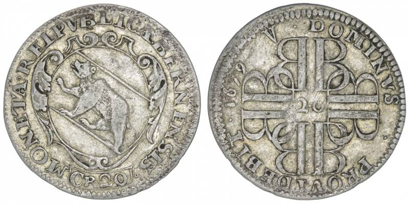 SUISSE
Berne (canton de). 20 kreuzers 1679, Berne. KM.43 ; Argent - 4,64 g - 28...