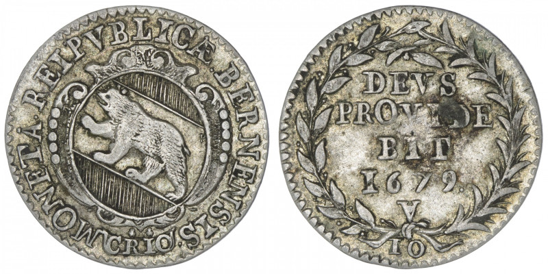 SUISSE
Berne (canton de). 10 kreuzers 1679, Berne. KM.42 ; Argent - 2,38 g - 23...