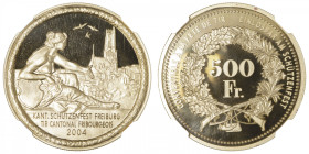 SUISSE
Confédération Helvétique (1848 à nos jours). 500 francs Fribourg 2004. Fr.514m ; Or - 15,50 g - 37 mm - 12 h
NGC PF 69 ULTRA CAMEO (4484707-0...