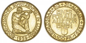 SUISSE
Confédération Helvétique (1848 à nos jours). 100 francs Lucerne 1939, B, Berne. Fr.506 ; Or - 17,44 g - 27 mm - 6 h
Superbe à Fleur de coin....