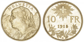 SUISSE
Confédération Helvétique (1848 à nos jours). 10 francs 1915, B, Berne. Fr.504 ; Or - 3,22 g - 19 mm - 6 h
Superbe.