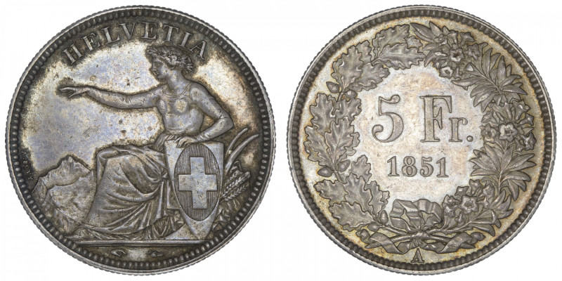 SUISSE
Confédération Helvétique (1848 à nos jours). 5 francs 1851, A, Paris. KM...