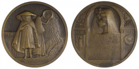 TUNISIE
Ahmed, Bey (1929-1942). Médaille pour le Cinquantenaire du Protectorat Français, visite du Président Doumergue par Mouroux 1931. Bronze - 140...