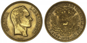 VENEZUELA
République (1830- à nos jours). 10 bolivares 1930, Philadelphie. Fr.6 ; Or - 3,23 g - 19 mm - 6 h
Superbe.