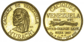 VENEZUELA
République (1830- à nos jours). Caciques, Murachi ND. Or - 6 g - 21 mm - 6 h
Superbe.