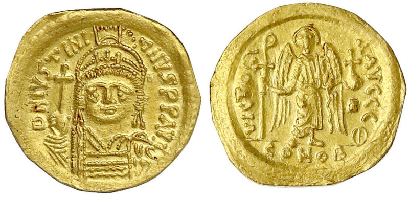 Kaiserreich
Justinian I., 527-565
Solidus 527/565, Constantinopel, 9. Offizin....