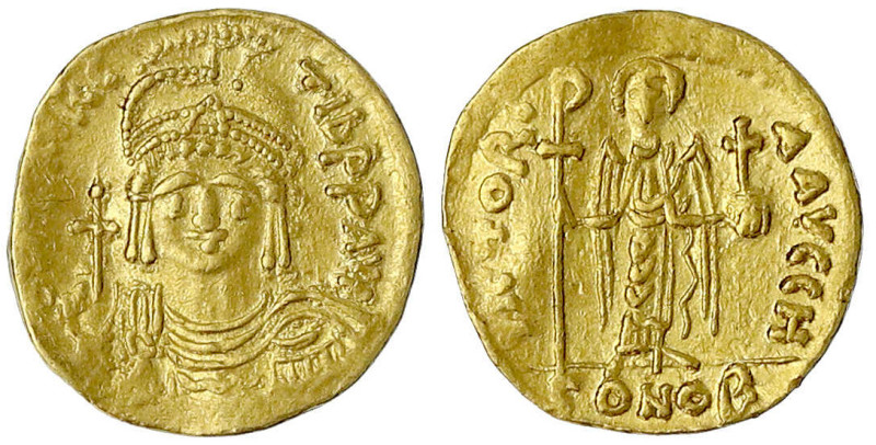 Kaiserreich
Mauricius Tiberius, 582-602
Solidus 582/602, Constantinopel, 8. Of...