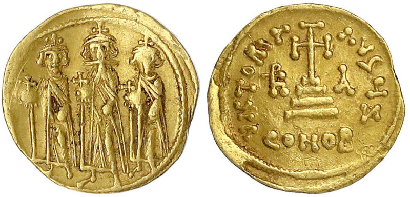 Kaiserreich
Heraclius, 610-641
Solidus 627/628, Constantinopel, 7. Offizin, 1....