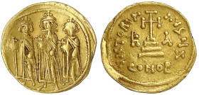 Kaiserreich
Heraclius, 610-641
Solidus 627/628, Constantinopel, 7. Offizin, 1. Indiktion. Heraclius, Heraclius Constantin und Heraclonas stehen nebe...