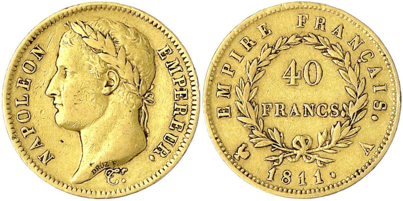 Frankreich
Napoleon I., 1804-1814/15
40 Francs 1811 A, Paris. 12,9 g. 900/1000...