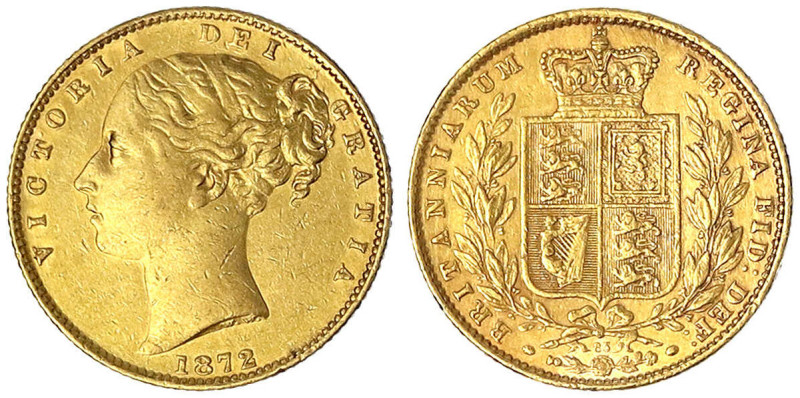 Grossbritannien
Victoria, 1837-1901
Sovereign 1872 mit Die Nr. 85. 7,99 g. 917...