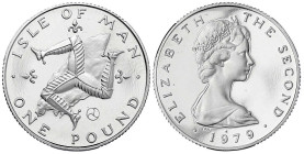 Insel Man
Elisabeth II., 1952-2022
One Pound PLATIN 1979, Wappen und Beizeichen Triskelion. 9,00 g. 950/1000. Mit Zertifikat. Polierte Platte, selte...