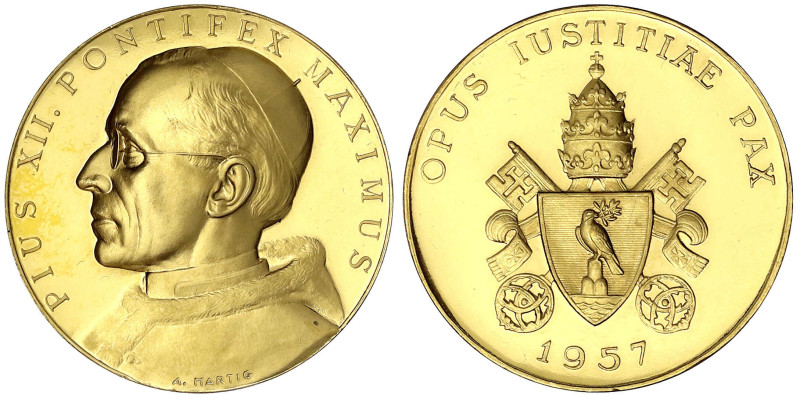 Italien-Kirchenstaat
Pius XII., 1939-1958
Goldmedaille v. A. Hartig 1957. Brb....