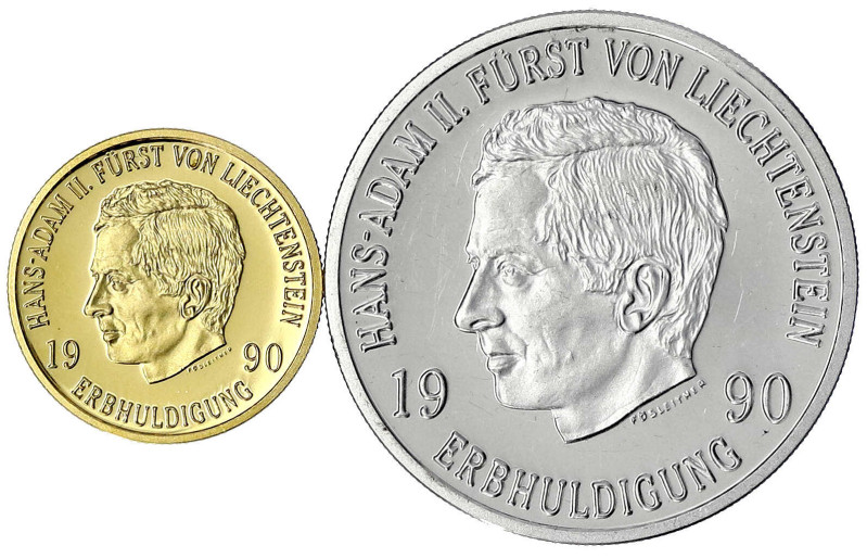 Liechtenstein
Hans-Adam II., seit 1990
Set mit 50 Franken Gold und 10 Franken ...