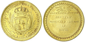 Mexiko
Karl IV., 1788-1808
Goldmedaille 1790, auf die Proklamation des Regierungsantrittes von Karl IV. durch Juan Pedro Iturralde in Campeche, auf ...