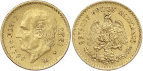 Mexiko
Republik, seit 1824
5 Pesos 1920. 4.17 g. 900/1000. vorzüglich. Krause/Mishler 464.