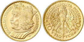 Polen
Zweite Republik, 1923-1939
10 Zlotych 1925. 3,23 g. 900/1000. fast Stempelglanz, Prachtexemplar. Friedberg 116. Schön 14.