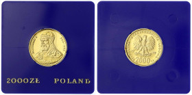 Polen
Volksrepublik, 1949-1989
2000 Zlotych 1979. Meisko I. Auflage max. 3000 Ex. 8 g. 900/1000. In blauer Kapsel. Polierte Platte. Fischer KZ 024.