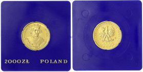 Polen
Volksrepublik, 1949-1989
2000 Zlotych 1981 Boleslaw II. MW. 8 g. 900/1000. In blauer Kapsel. Auflage nur 3000 Ex. Polierte Platte. Krause/Mish...
