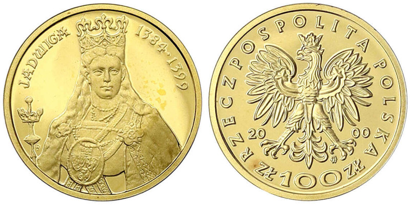 Polen
Republik, seit 1989
100 Zloty 2000 Jadwiga. 8 g. 900/1000. In Originalsc...