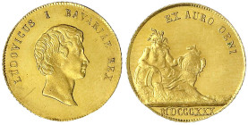 Bayern
Ludwig I., 1825-1848
Inngold-Dukat 1830, Flussgott. 3,49 g Erstabschlag, min. Kratzer, sehr selten Ex. Partin Bank Auktion 2, 1975. Friedberg...