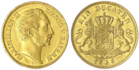 Bayern
Maximilian II., 1848-1864
Dukat 1856. 3,49 g. Auflage nur 3782 Ex. vorzüglich/Stempelglanz, selten Ex. Gießener Münzhandlung Auktion 11, 1983...