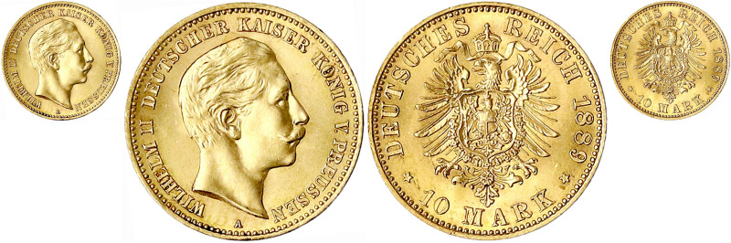 Preußen
Wilhelm II., 1888-1918
10 Mark 1889 A. fast Stempelglanz, Prachtexempl...