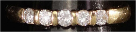 Fingerringe
Damenring Gelbgold 585/1000 mit 5 Brillanten (zusammen 0,5 ct tw vsi). Ringgröße 19. 5,27 g.