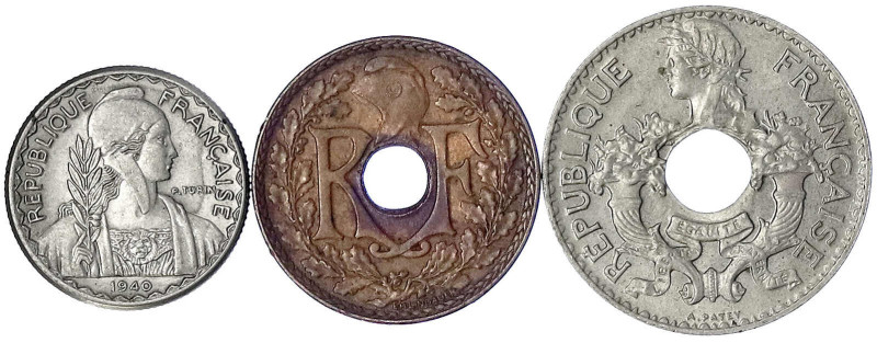 Französisch Indochina
3 Stück: 1/2 Cent. 1939, 10 Cent. 1940 und 5 Cent. 1938. ...