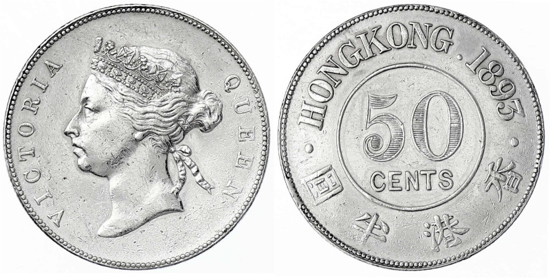 Hongkong
Victoria, 1860-1901
50 Cents 1893. fast sehr schön, scharf gereinigt....