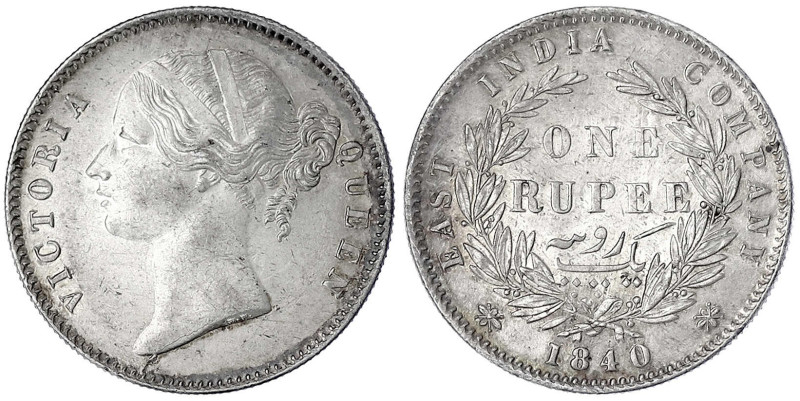 Indien
Victoria, 1837-1901
Rupee 1840. gutes vorzüglich. Krause/Mishler 357.1....