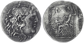 Thrakia
Odessos
Alexander III., 336 - 323 v. Chr.
Tetradrachme, posthum um 120/95 v. Chr Kopf mit Löwenskalp r./Zeus thront l. 16,38 g. sehr schön....