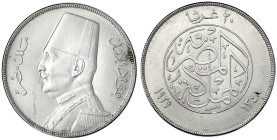 Ägypten
Fuad, 1917-1936
20 Piaster 1929 BP/PM. vorzüglich/Stempelglanz, min. berieben. Krause/Mishler 352.