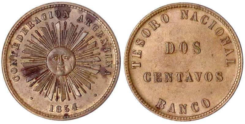 Argentinien
Konföderation 1854-1881
2 Centavos 1854 vorzüglich/Stempelglanz, l...