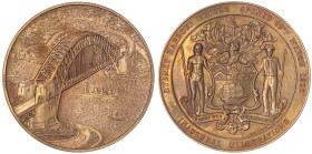 Australien
Georg V., 1910-1936
Bronzemedaille 1932 von W. J. Amor. Eröffnung der Sydney Harbour Bridge. 52 mm. C. 1932/5. vorzüglich/Stempelglanz