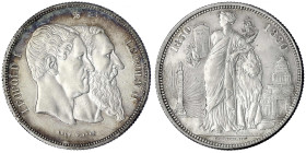 Belgien
Leopold II., 1865-1909
(5 Francs) Silber 1880, auf 50 J. Verfassung. gutes vorzüglich, schöne Patina. Krause/Mishler M8.