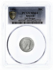 Belgien
Leopold II., 1865-1909
50 Centimes 1886 über 1866 geschnitten. DES BELGES. Im PCGS-Blister mit Grading MS 64 (hier die geänderte Jahreszahl ...