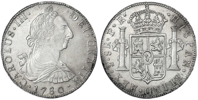 Bolivien
Carlos III., 1759-1788
8 Reales 1780 PTS PR, Potosi. sehr schön/vorzü...