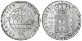 Brasilien
Johannes, Prinzregent, 1799-1818
960 Reis 1816 B, Bahia. sehr schön. Krause/Mishler 307.1.