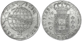 Brasilien
Johannes, Prinzregent, 1799-1818
960 Reis 1817 R, Rio de Janeiro. sehr schön, Druckstelle. Krause/Mishler 307.2.