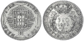 Brasilien
Johannes VI., 1818-1822
960 Reis 1820 R. sehr schön. Krause/Mishler 326.1.