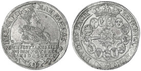Dänemark
Christian IV., 1588-1648
Speciedaler 1627 NS, Kopenhagen, Wahlspruch REGNA FIRMAT PIETAS. Münzmeister Nikolaus Schwabe. sehr schön/vorzügli...