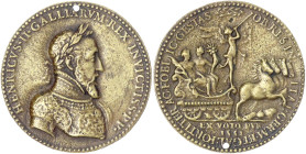 Frankreich
Heinrich II., 1547-1559
Bronzegussmedaille 1552 von Étienne de Laune. Auf die Siege gegen das Römisch Deutsche Reich. 54 mm. sehr schön, ...