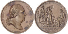 Frankreich
Ludwig XVIII., 1814, 1815-1824
Bronzemedaille "1795" (geprägt 1815) von Andrieu und Galle. Rückkehr der Marie Therese Charlotte von Bourb...